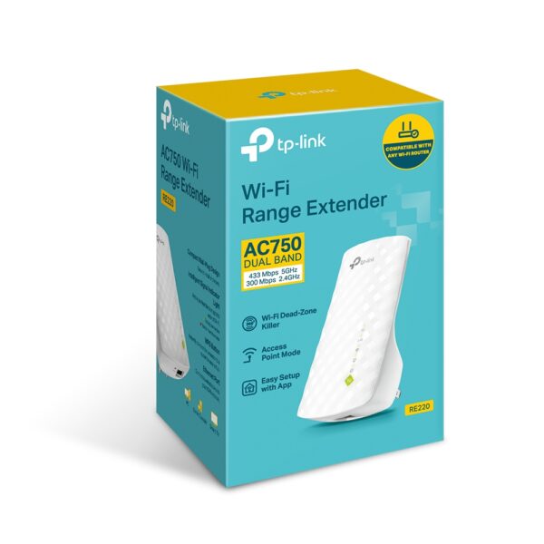 TPLINK RE220,AC750 DUAL BAND MESH WIFI RANGE EXTEN