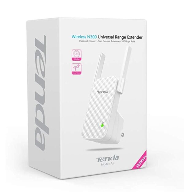 TENDA 300MBPS A9/N300WIRELESS WALL RANGE EXTENDER