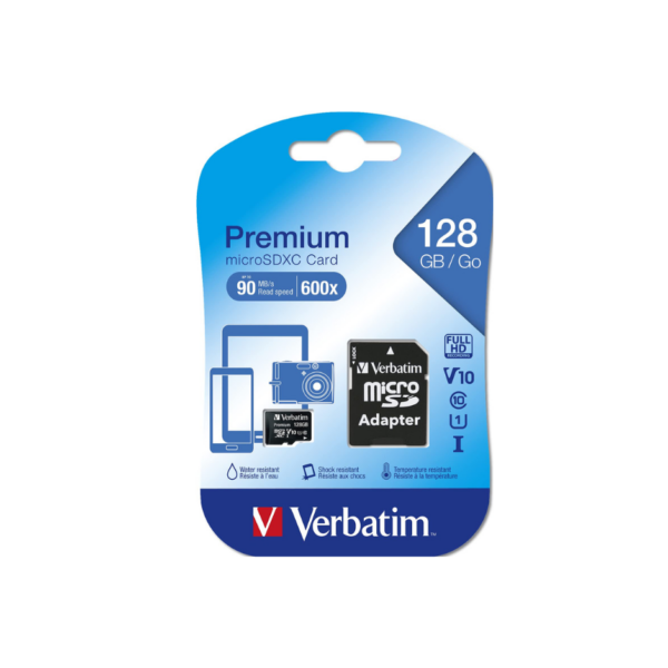 MICRO SD 128GB CLASS 10+ADAPTOR VERBATIM